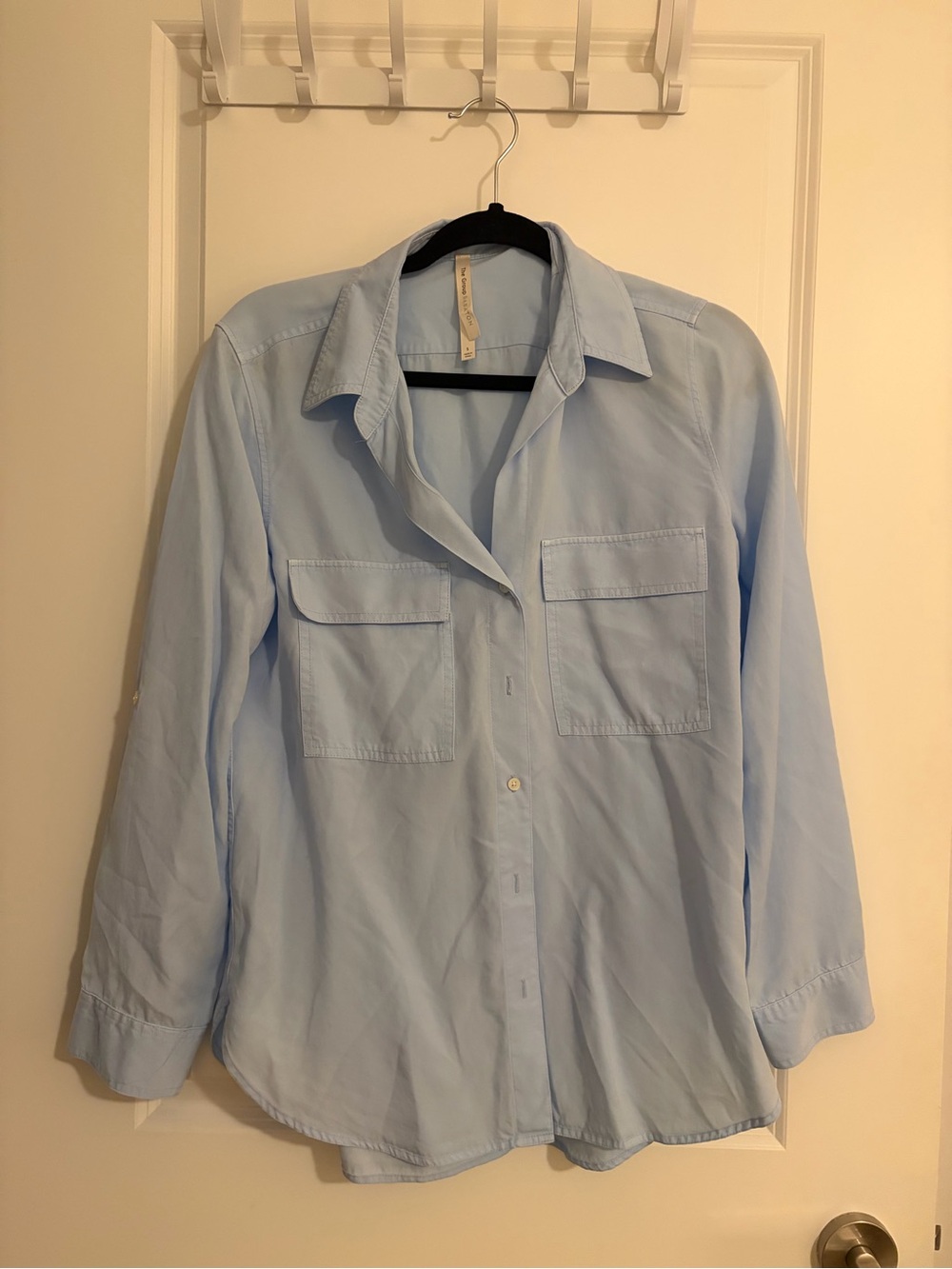 Babaton Light Blue Button-Front Utility Shirt